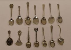 A COLLECTION OF FOURTEEN ENGLISH SILVER SPOONS of various forms, 7.3ozs