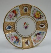 A SWANSEA PORCELAIN DISH with alternating panels of butterflies and flowers to the border and with a