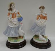 A PAIR OF LIMITED EDITION ROYAL WORCESTER FIGURES being 'Goose Girl' for The Pastoral Collection (