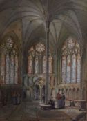 ALFRED EDWARD PARKMAN watercolour - architectural study of the interior of Salisbury Cathedral