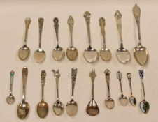 SEVENTEEN MIXED CONTINENTAL SILVER SPOONS of various forms and origin, 12.3ozs