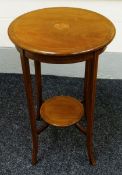 TWO-TIER CIRCULAR TABLE in inlaid mahogany with circular top and with four splayed supports