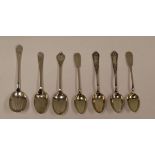 A COLLECTION OF SEVEN CONTINENTAL SILVER SPOONS including two pairs and three various, 191gms