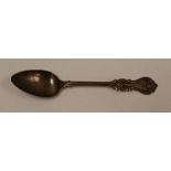 NICHOLAS I RUSSIAN SILVER SPOON with shaped and engraved handle and terminal with monogram, 84