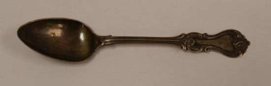 NICHOLAS I RUSSIAN SILVER SPOON with shaped and engraved handle and terminal with monogram, 84