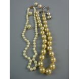 A PARCEL OF MIXED PEARL NECKLACES, large and small and earrings etc