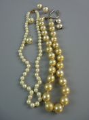 A PARCEL OF MIXED PEARL NECKLACES, large and small and earrings etc