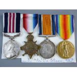 MEDALS - A WWI MILITARY MEDAL GROUP OF FOUR, MM to 4063312 Cpl. G.A. Hadden 51/D.S.COY.R.E., 1914-15