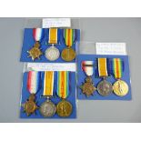 MEDALS - THREE FIRST WORLD WAR STAR TRIOS to include an August - November Star with bar awarded to