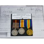 MEDALS - A FIVE BAR QSA GROUP OF THREE awarded to 28665/3134 Trooper/Sjt. T. C. Potts, 50th Koy