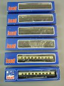 MODEL RAILWAY - Jouef 00 gauge coaches, 5301 x 3, 5302 x 2 and 5300 restaurant car, boxed, unused