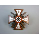 A WWII 5th DON COSSACKS CAVALRY REGIMENT CROSS, red and white enamelled with central swastika 1941