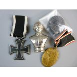 MEDALS - A WWI GERMAN IRON CROSS 2nd CLASS and black wound badge along with a 1914-18 veteran's