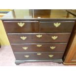 AN EARLY 19th CENTURY MAHOGANY CHEST of three long and two short drawers with brass lockplates and
