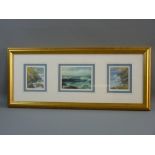 SHARON L INGRAM mixed media - triptych study of Atlantic waves, each piece signed and signed and