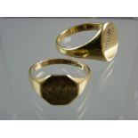 TWO NINE CARAT GOLD GENT'S SIGNET RINGS, 3.5 grms and 6.5 grms