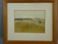 GERRY BALL watercolour - titled 'Ploughed Fields at Dulas', 23.5 x 32.5 cms