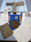 MEDALS - WWI PAIR AND DEATH PLAQUE for Pte. John Edward Wilson, King's Liverpool Regiment, a 1914-15