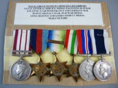 MEDALS - A NAVAL GROUP OF SIX to Petty Officer G.H. Fairburn, a Naval GSM with Palestine 1936-1939