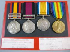 MEDALS - A THREE MONARCH QSA GROUP OF FOUR, a Queen's South Africa with two clasps, Tugela Heights