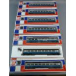 MODEL RAILWAY - Jouef 00 gauge coaches, 5751 x 3, 5752 x 3 and 5753 buffet car, boxed, unused