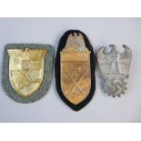 THREE GERMAN THIRD REICH AWARDS to include a 1940 Narvik shield, a Dr Fritz Todt award badge and a