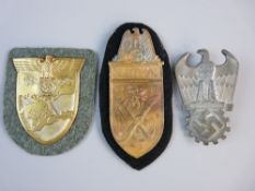 THREE GERMAN THIRD REICH AWARDS to include a 1940 Narvik shield, a Dr Fritz Todt award badge and a