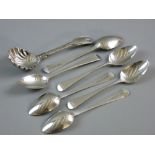 A SET OF SIX PLAIN TAPERED HANDLED SILVER TEASPOONS, 2.3 troy ozs, London 1825 and an