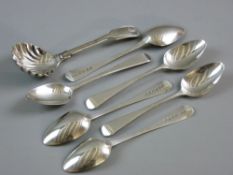 A SET OF SIX PLAIN TAPERED HANDLED SILVER TEASPOONS, 2.3 troy ozs, London 1825 and an