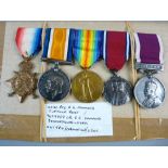 MEDALS - WWI TRIO, JUBILEE AND LSGC GROUP to 14070 Pte. R. E. Hammond.SUFF.R., the Long Service