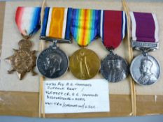 MEDALS - WWI TRIO, JUBILEE AND LSGC GROUP to 14070 Pte. R. E. Hammond.SUFF.R., the Long Service