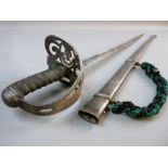A RIFLE VOLUNTEER'S 1827 PATTERN OFFICER'S SWORD in metal scabbard, fish skin grip and pierced