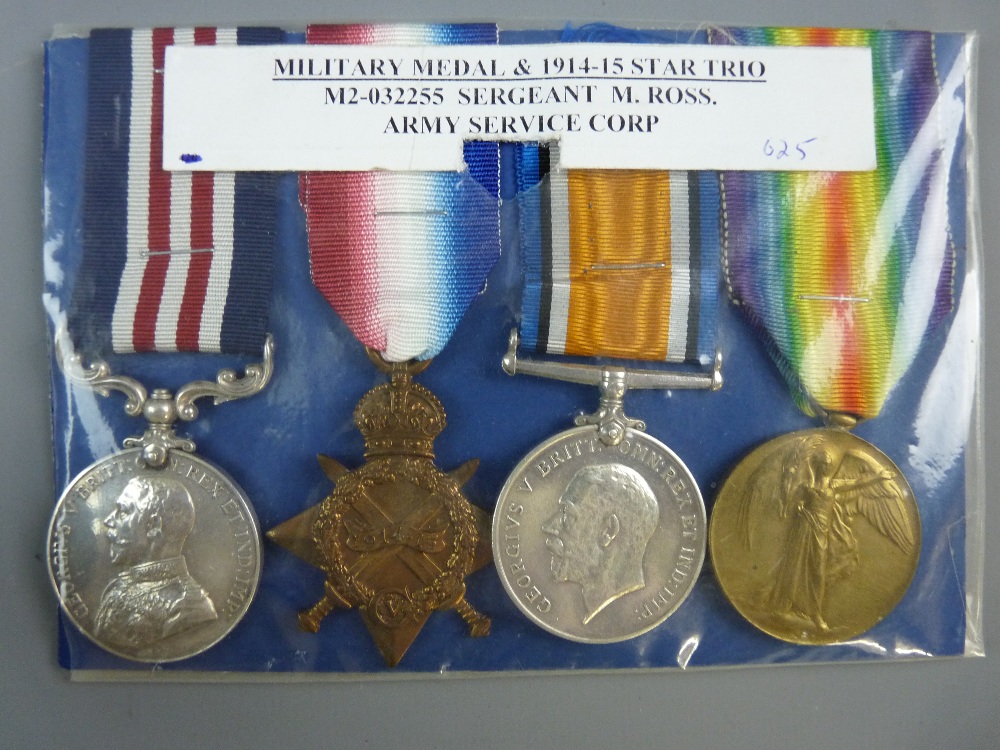 MEDALS - A FULLY MARKED MM with 1914-15 Star trio awarded to M2-032255 S_JTM.Ross R.A.S.C.