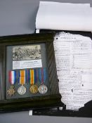 MEDALS - A FRAMED GROUP OF FOUR to A M Stallard, The Highland Light Infantry, KIA 14th December