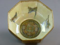 A WEDGWOOD OCTAGONAL BUTTERFLY LUSTRE FRUIT BOWL by Daisy Makig Jones, nos. to the base Z4830, the