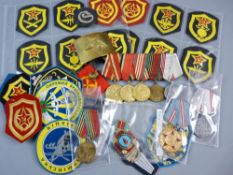 MEDALS - NINE RUSSIAN MILITARY and other memorabilia to include Forces Insignia patches, a brass