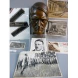 AN ADOLF HITLER BRONZE BUST 'Der Fuhrer' SS Cuff title and other memorabilia