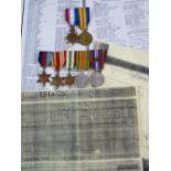MEDALS - A WWI PAIR AND A WWII GROUP OF FIVE with MID oak leaf, 1914-15 Star and Victory medal to