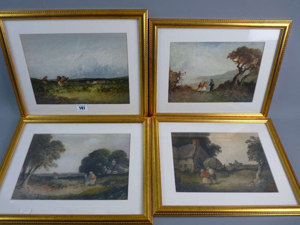 WILSON CARR (pseudonym for Paul H Ellis) group of four watercolour studies - depicting various rural