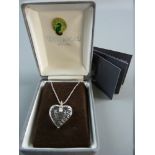 A 925 SILVER NECK CHAIN with heart shaped Waterford Crystal pendant, 1.7 grms (in original Waterford