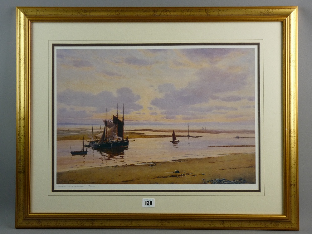 WARREN WILLIAMS ARCA coloured limited edition (32/500) print - shorescape at Deganwy with numerous