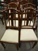 AN EXCELLENT SET OF EIGHT (SIX PLUS TWO) circa 1900 mahogany dining chairs, shaped top rails with