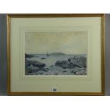 JOHN McDOUGAL watercolour - Wylfa Head, Cemaes Bay with boats, signed and dated 1932, 23.5 x 34 cms