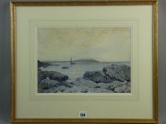 JOHN McDOUGAL watercolour - Wylfa Head, Cemaes Bay with boats, signed and dated 1932, 23.5 x 34 cms