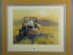 WILLIAM SELWYN coloured limited edition (199/300) print - fisherman in his boat, signed in full,