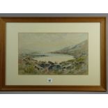 PHIL OSMENT watercolour - Snowdonia lake scene, signed, 26 x 43 cms