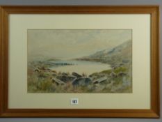 PHIL OSMENT watercolour - Snowdonia lake scene, signed, 26 x 43 cms