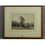 THOMAS BAKER (of Leamington) watercolour - woodland setting with cattle grazing, signed and dated