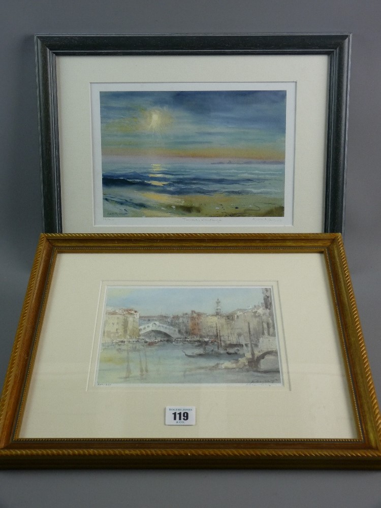 WILLIAM SELWYN coloured limited edition (209/850) print - Venetian scene, signed, 14.5 x 20 cms