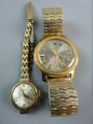 A LADY'S, BELIEVED NINE CARAT GOLD, CIRCULAR DIAL EXCALIBUR WRISTWATCH with yellow metal three bar